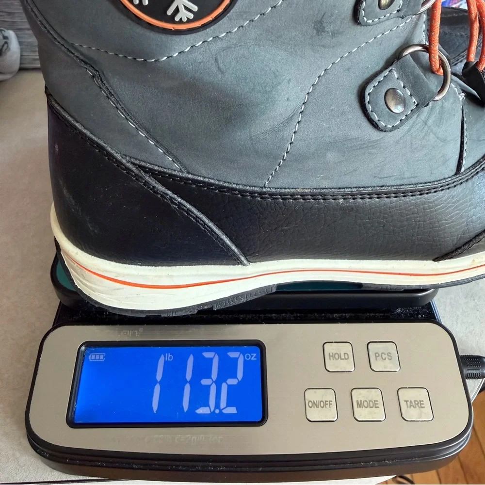 Totes Diamond gray fleece lined snow‎ boots orange laces boys 5